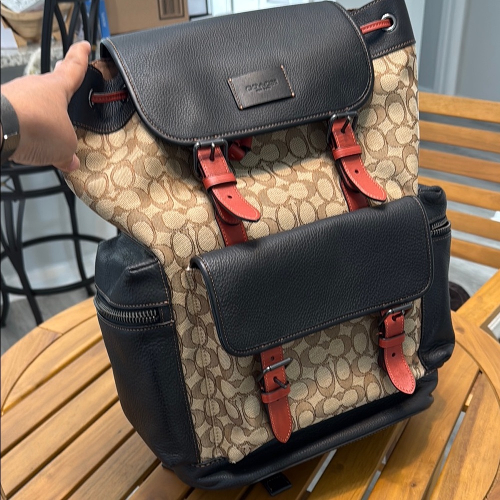 Coach Black and Tan Men's Backpack